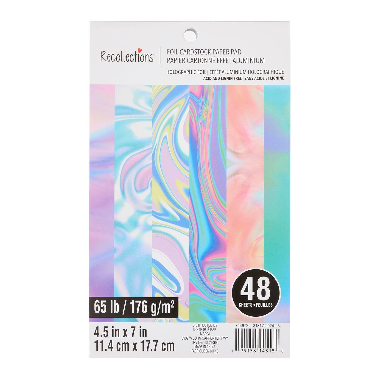 6 Pack: 4.5" x 7" Holographic Foil Cardstock Paper Pad by Recollections™